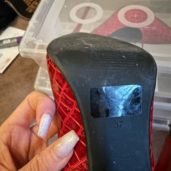 Costa Blanca red snakeskin heels - Picture 3 of 5